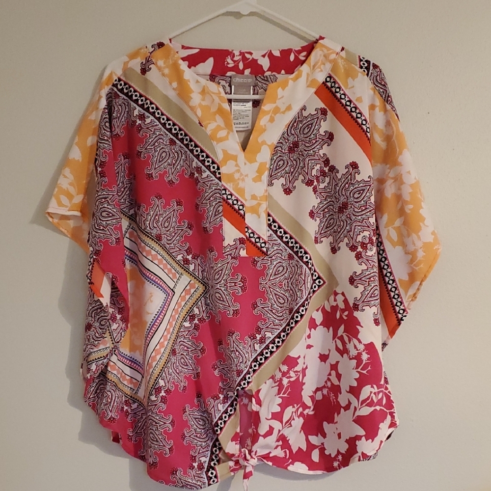 Chico's Multicolor Patchwork Blouse